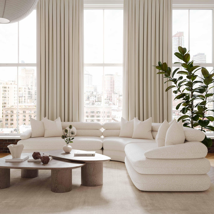 Lulu Cream Boucle Modular Curved Sectional - Home And Beyond