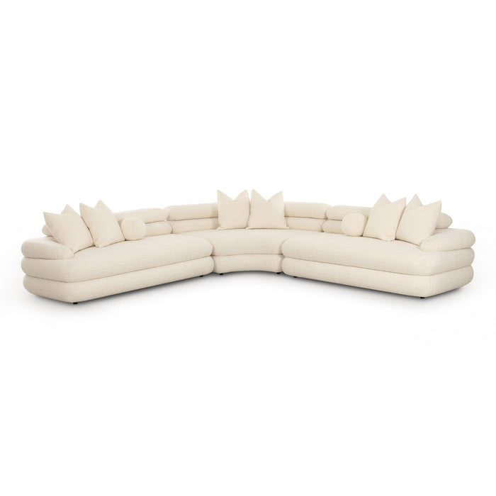 Lulu Cream Boucle Modular Curved Sectional - Home And Beyond
