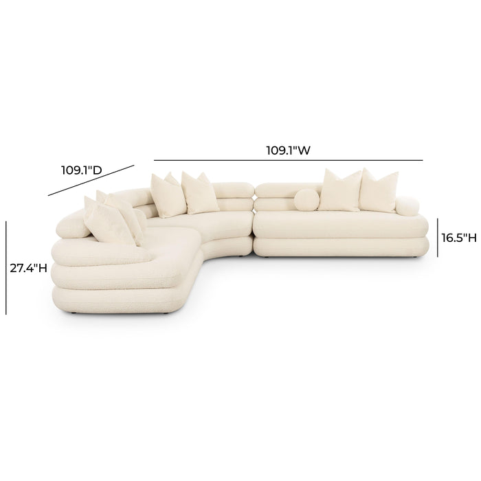 Lulu Cream Boucle Modular Curved Sectional - Home And Beyond