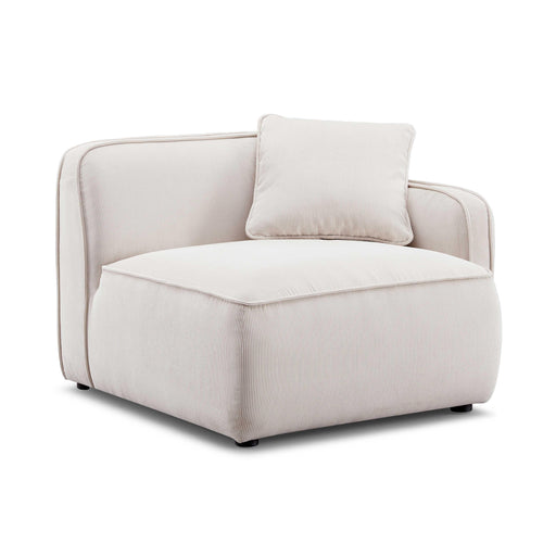 Travie White Sand Performance Corduroy Velvet RAF Corner Chair - Home And Beyond