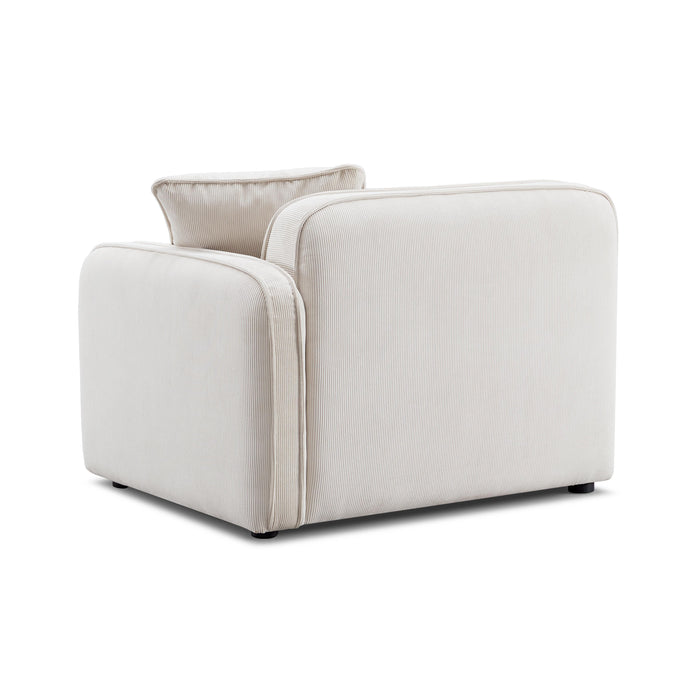 Travie White Sand Performance Corduroy Velvet RAF Corner Chair - Home And Beyond