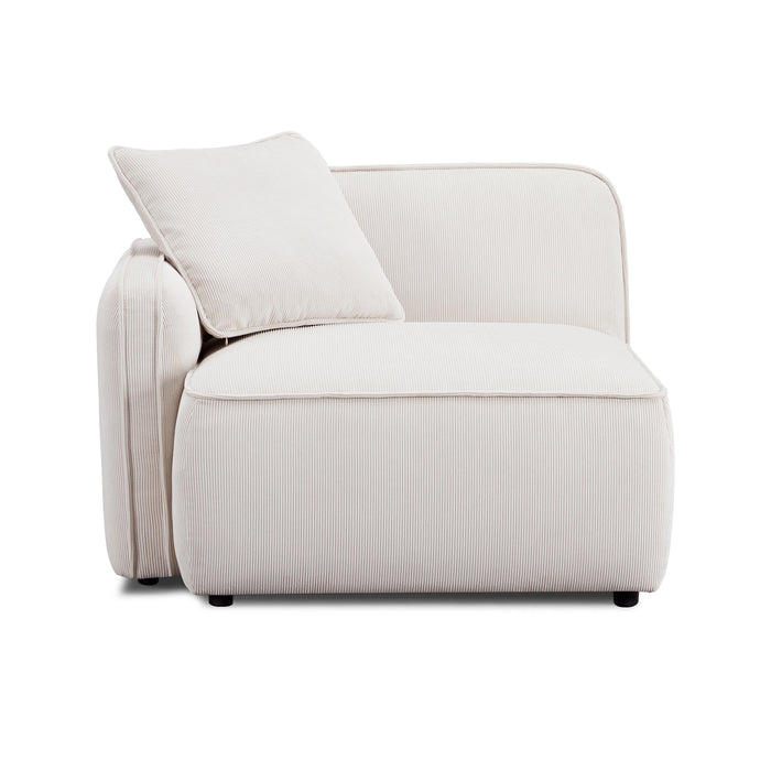 Travie White Sand Performance Corduroy Velvet LAF Corner Chair - Home And Beyond