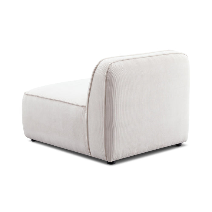 Travie White Sand Performance Corduroy Velvet Armless Chair - Home And Beyond