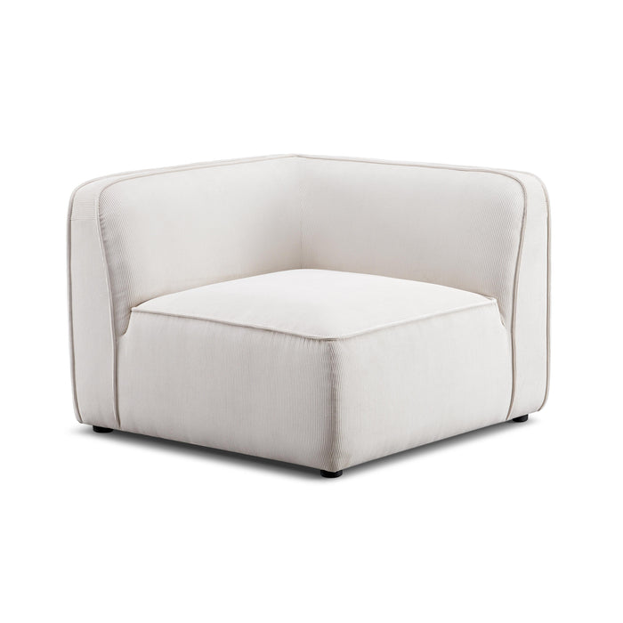 Travie White Sand Performance Corduroy Velvet Corner Chair - Home And Beyond
