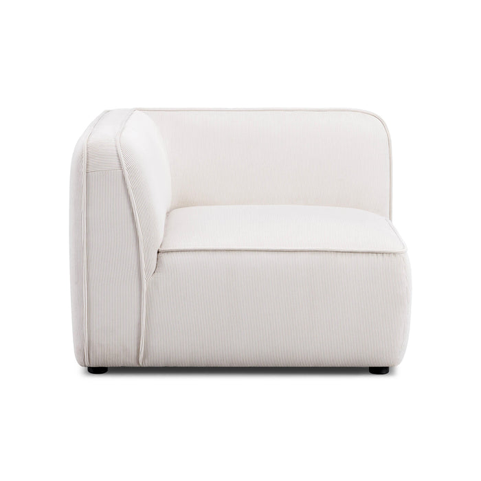 Travie White Sand Performance Corduroy Velvet Corner Chair - Home And Beyond