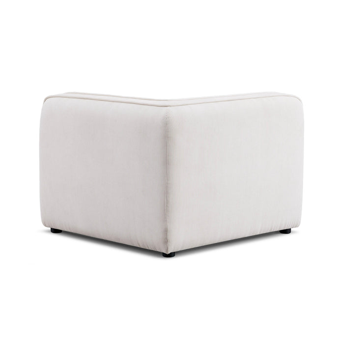 Travie White Sand Performance Corduroy Velvet Corner Chair - Home And Beyond