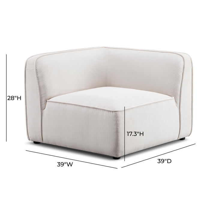 Travie White Sand Performance Corduroy Velvet Corner Chair - Home And Beyond
