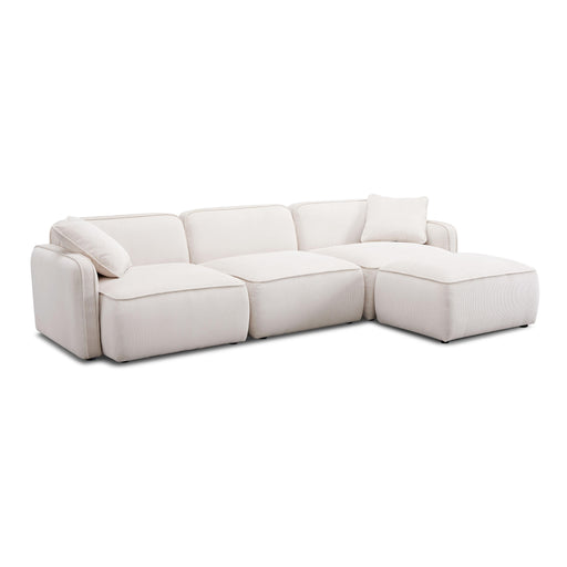 Travie White Sand Performance Corduroy Velvet 4-Piece Modular Sectional - Home And Beyond