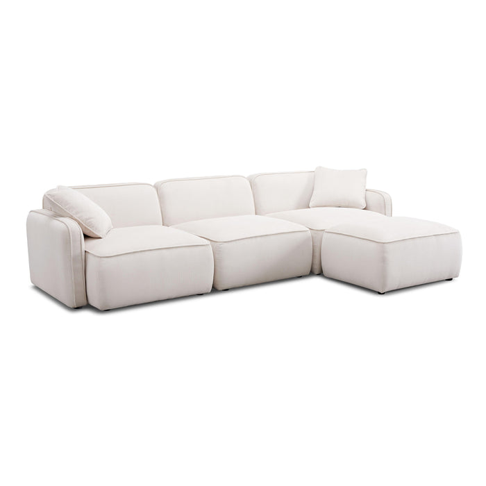 Travie White Sand Performance Corduroy Velvet 4-Piece Modular Sectional - Home And Beyond