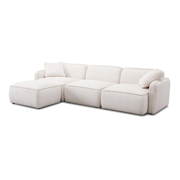Travie White Sand Performance Corduroy Velvet 4-Piece Modular Sectional - Home And Beyond