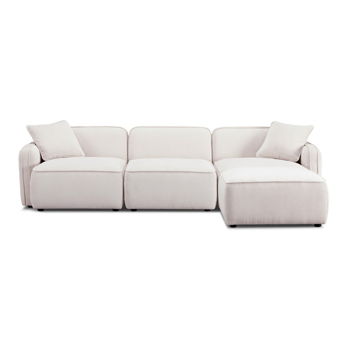Travie White Sand Performance Corduroy Velvet 4-Piece Modular Sectional - Home And Beyond