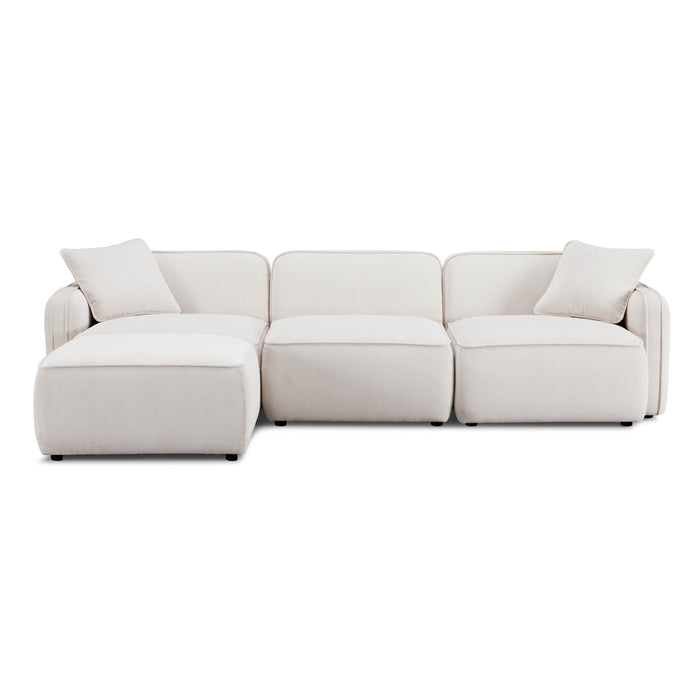 Travie White Sand Performance Corduroy Velvet 4-Piece Modular Sectional - Home And Beyond