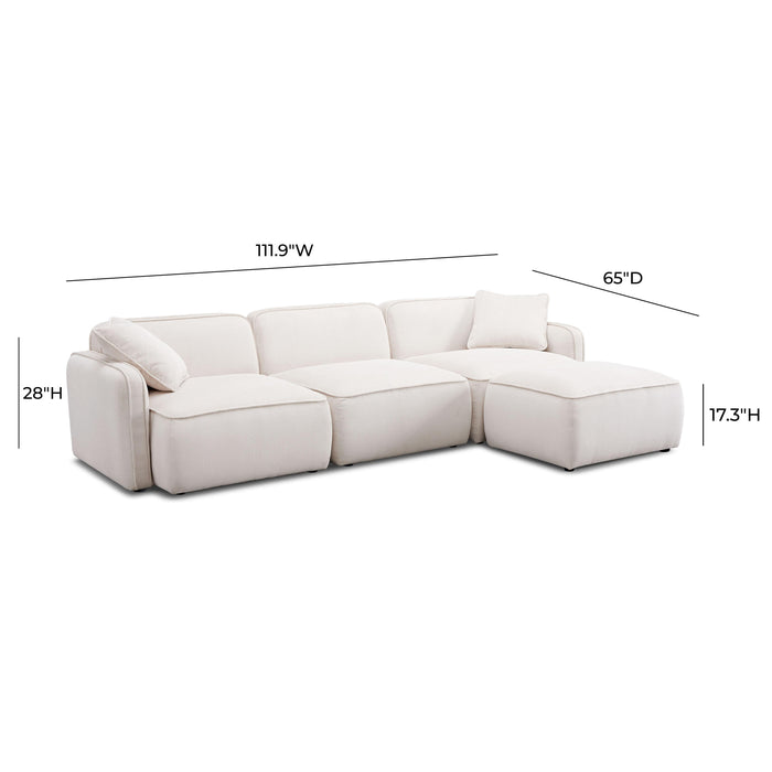 Travie White Sand Performance Corduroy Velvet 4-Piece Modular Sectional - Home And Beyond