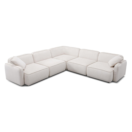 Travie White Sand Performance Corduroy Velvet Modular L-Sectional - Home And Beyond