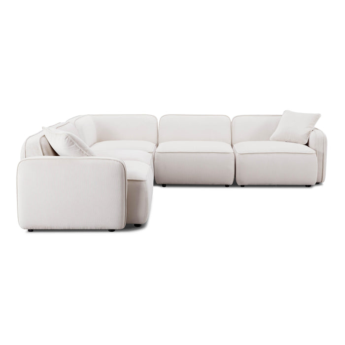 Travie White Sand Performance Corduroy Velvet Modular L-Sectional - Home And Beyond