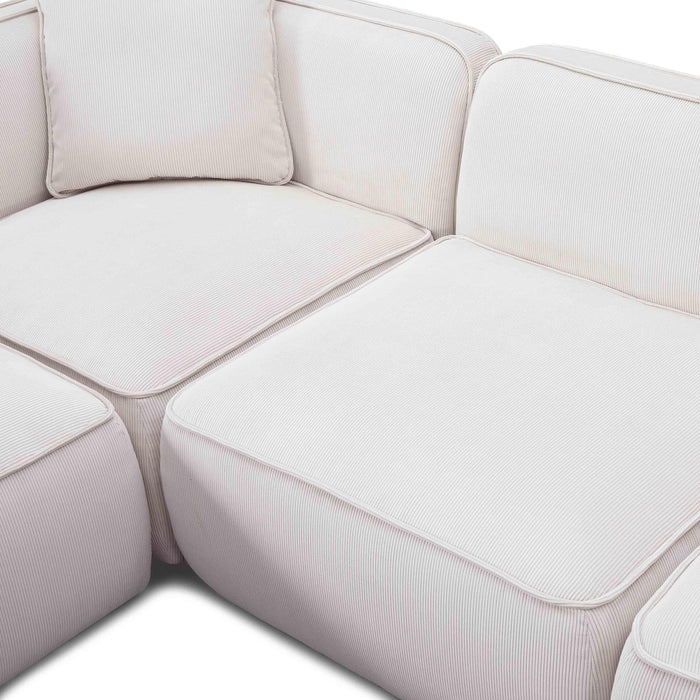 Travie White Sand Performance Corduroy Velvet Modular L-Sectional - Home And Beyond