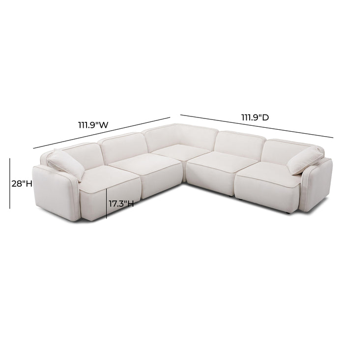 Travie White Sand Performance Corduroy Velvet Modular L-Sectional - Home And Beyond