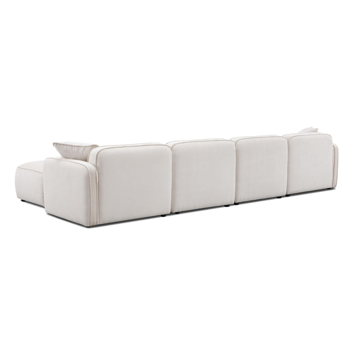 Travie White Sand Performance Corduroy Velvet 6-Piece Modular U-Sectional - Home And Beyond