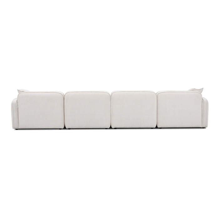 Travie White Sand Performance Corduroy Velvet 6-Piece Modular U-Sectional - Home And Beyond
