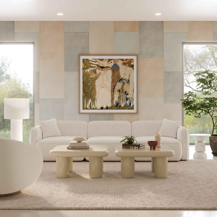 Travie White Sand Performance Corduroy Velvet Modular Sofa - Home And Beyond