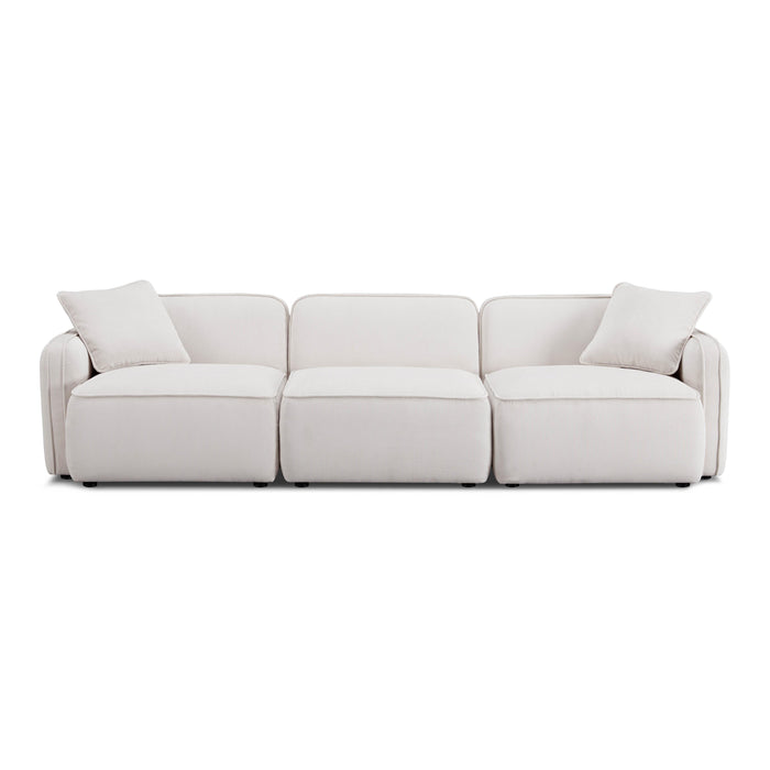 Travie White Sand Performance Corduroy Velvet Modular Sofa - Home And Beyond