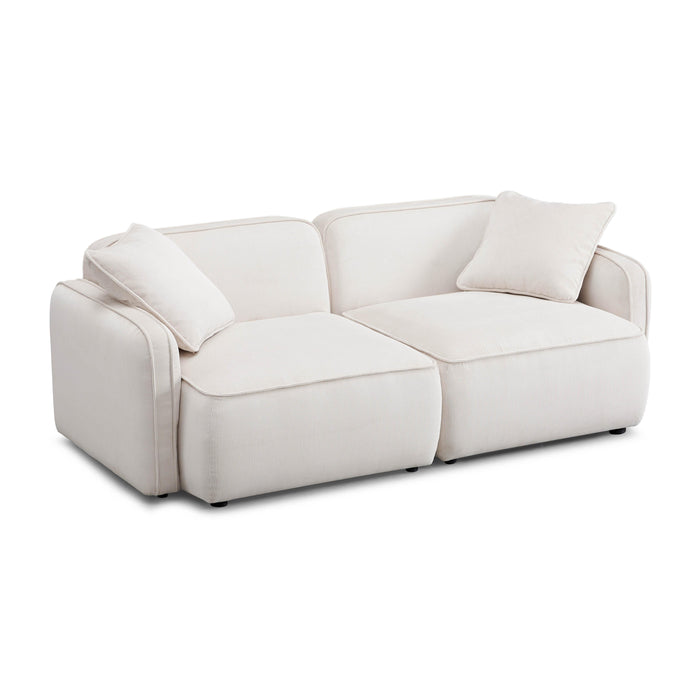 Travie White Sand Performance Corduroy Velvet Modular Loveseat - Home And Beyond