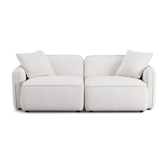 Travie White Sand Performance Corduroy Velvet Modular Loveseat - Home And Beyond