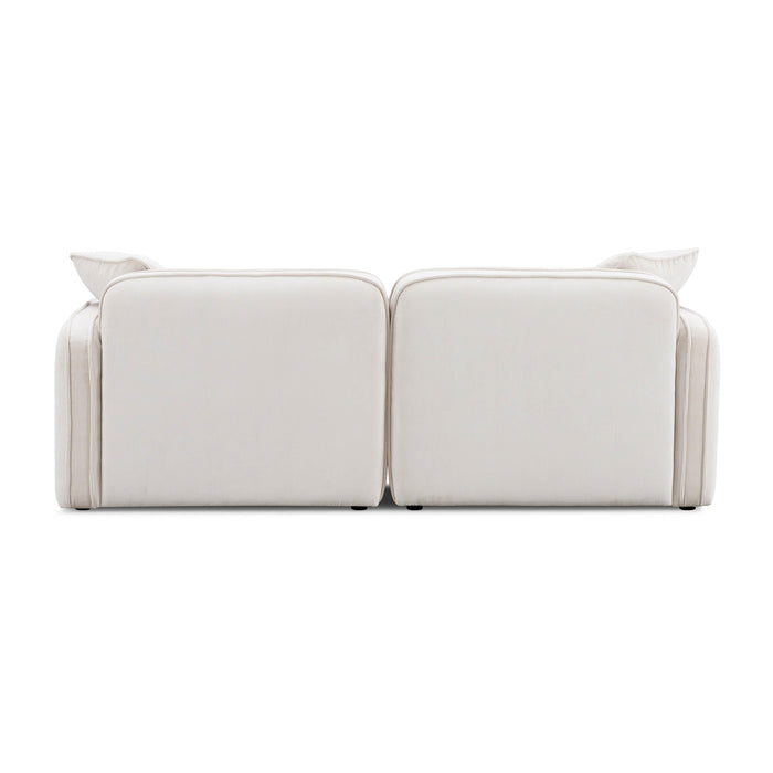 Travie White Sand Performance Corduroy Velvet Modular Loveseat - Home And Beyond