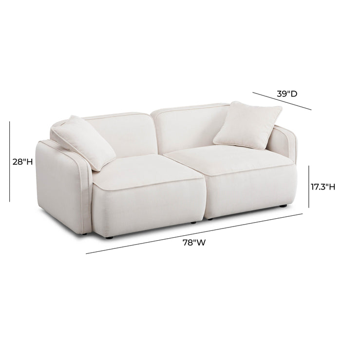 Travie White Sand Performance Corduroy Velvet Modular Loveseat - Home And Beyond