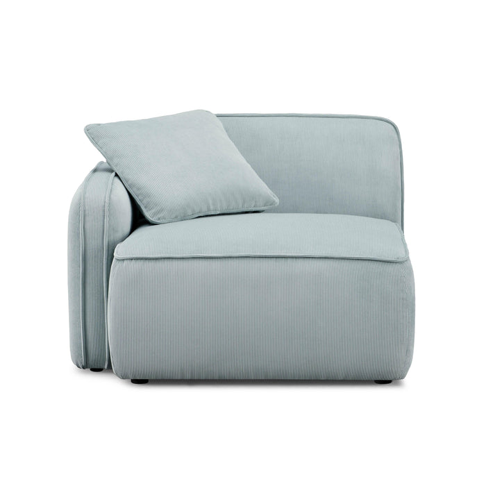 Travie Sea Blue Performance Corduroy Velvet LAF Corner Chair - Home And Beyond