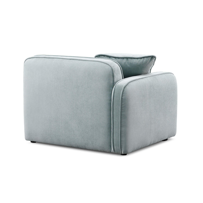 Travie Sea Blue Performance Corduroy Velvet LAF Corner Chair - Home And Beyond