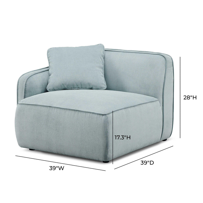 Travie Sea Blue Performance Corduroy Velvet LAF Corner Chair - Home And Beyond