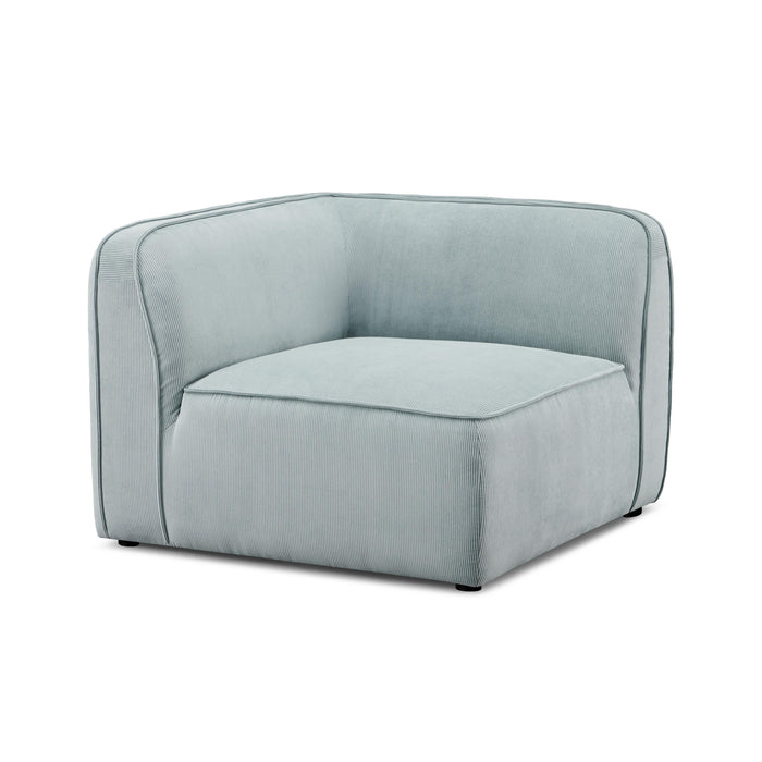 Travie Sea Blue Performance Corduroy Velvet Corner Chair - Home And Beyond