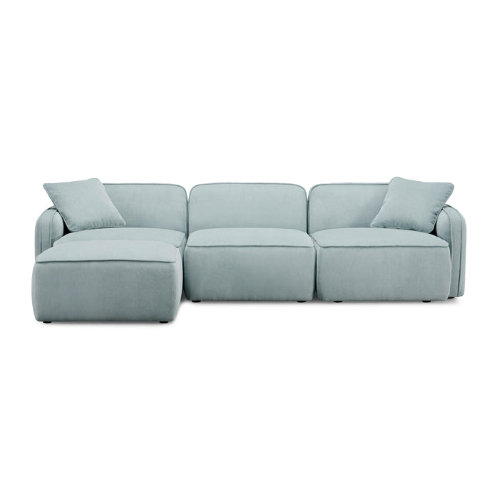 Travie Sea Blue Performance Corduroy Velvet 4-Piece Modular Sectional - Home And Beyond