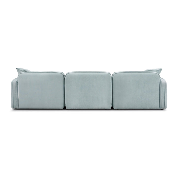 Travie Sea Blue Performance Corduroy Velvet 4-Piece Modular Sectional - Home And Beyond