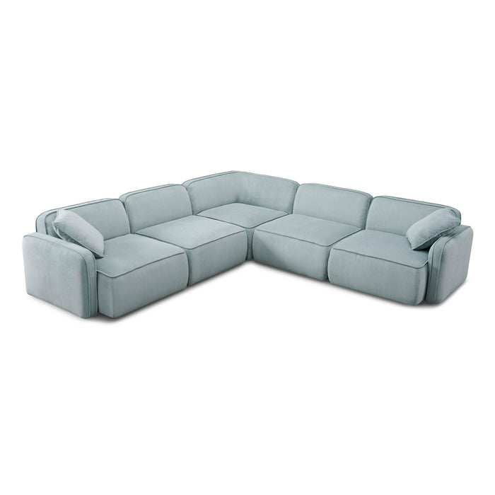 Travie Sea Blue Performance Corduroy Velvet Modular L-Sectional - Home And Beyond