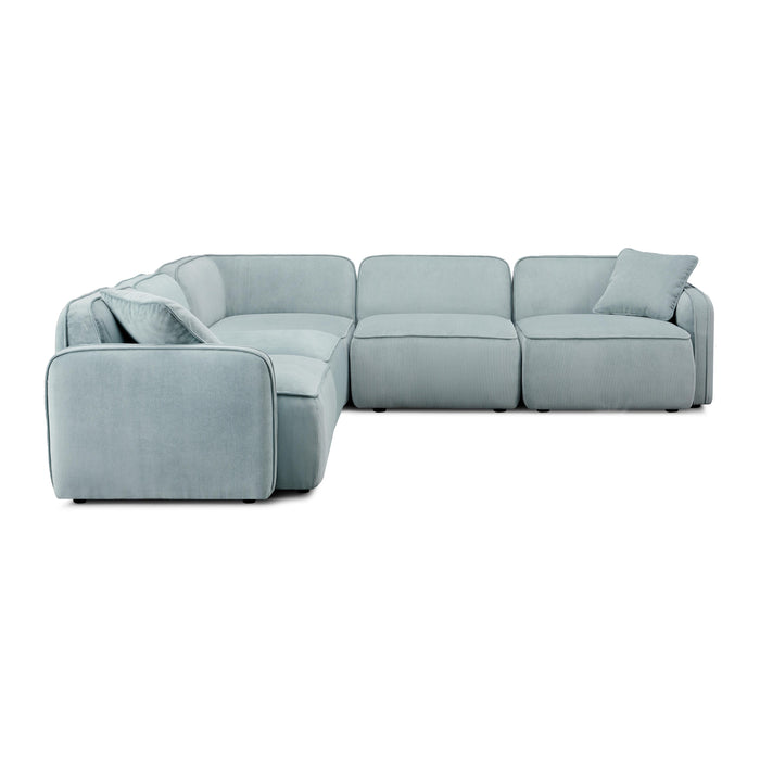 Travie Sea Blue Performance Corduroy Velvet Modular L-Sectional - Home And Beyond