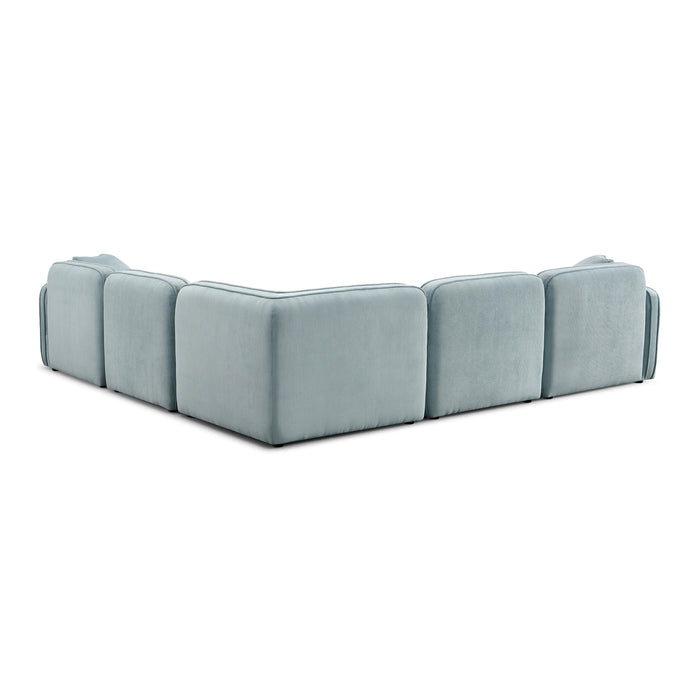 Travie Sea Blue Performance Corduroy Velvet Modular L-Sectional - Home And Beyond