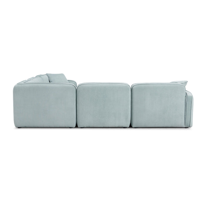 Travie Sea Blue Performance Corduroy Velvet Modular L-Sectional - Home And Beyond