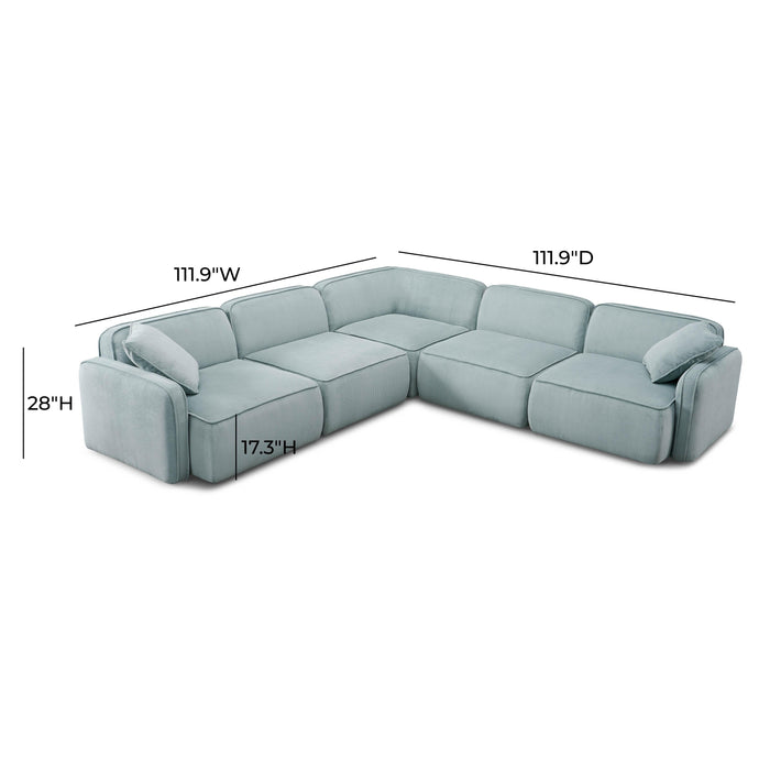 Travie Sea Blue Performance Corduroy Velvet Modular L-Sectional - Home And Beyond