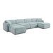 Travie Sea Blue Performance Corduroy Velvet 6-Piece Modular U-Sectional - Home And Beyond
