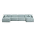 Travie Sea Blue Performance Corduroy Velvet 6-Piece Modular U-Sectional - Home And Beyond