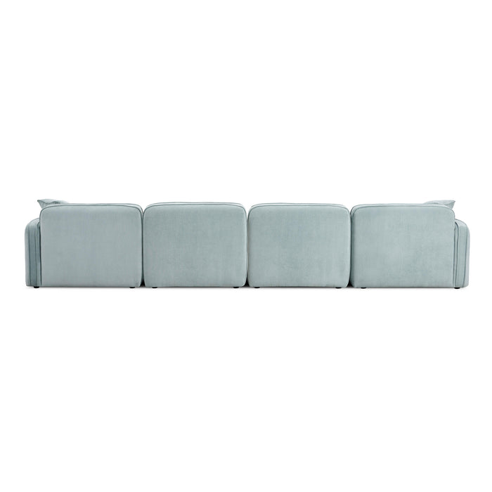 Travie Sea Blue Performance Corduroy Velvet 6-Piece Modular U-Sectional - Home And Beyond