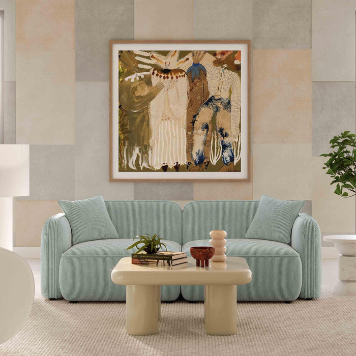 Travie Sea Blue Performance Corduroy Velvet Modular Loveseat - Home And Beyond