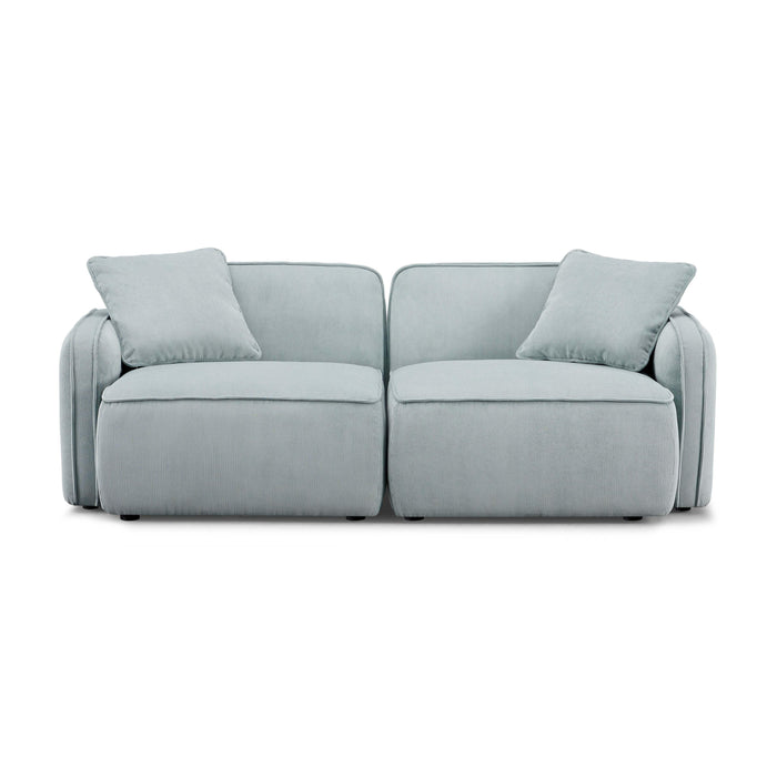 Travie Sea Blue Performance Corduroy Velvet Modular Loveseat - Home And Beyond