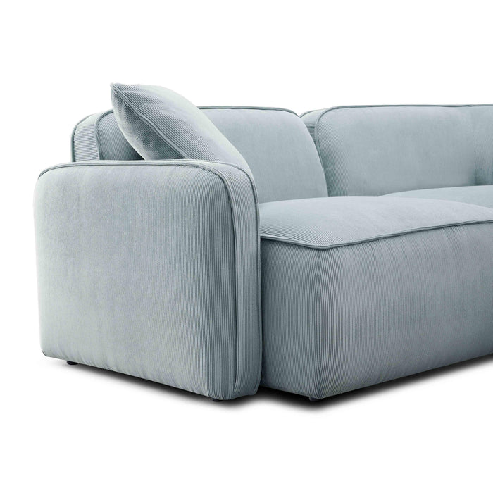 Travie Sea Blue Performance Corduroy Velvet Modular Loveseat - Home And Beyond