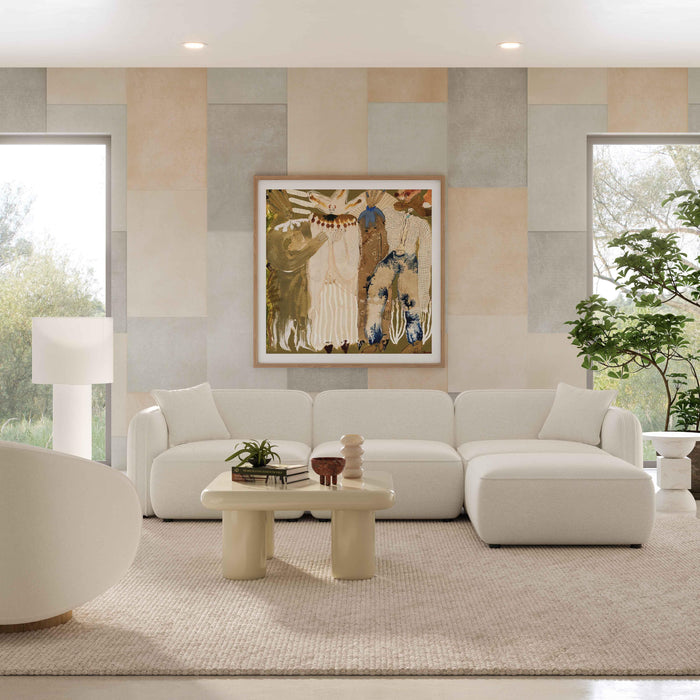 Travie Sand Upcycled Linen 4-Piece Modular Sectional - Home And Beyond