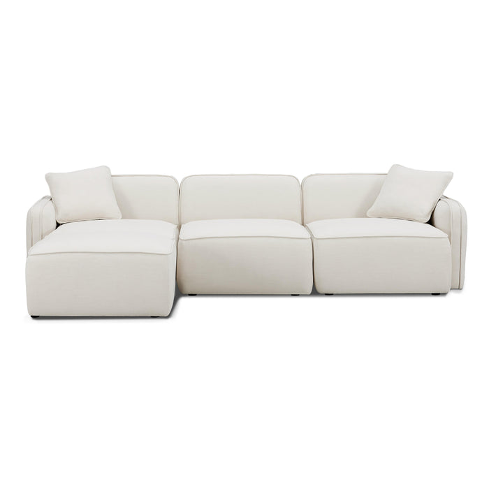Travie Sand Upcycled Linen 4-Piece Modular Sectional - Home And Beyond