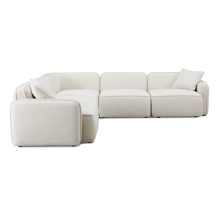 Travie Sand Upcycled Linen Modular L-Sectional - Home And Beyond