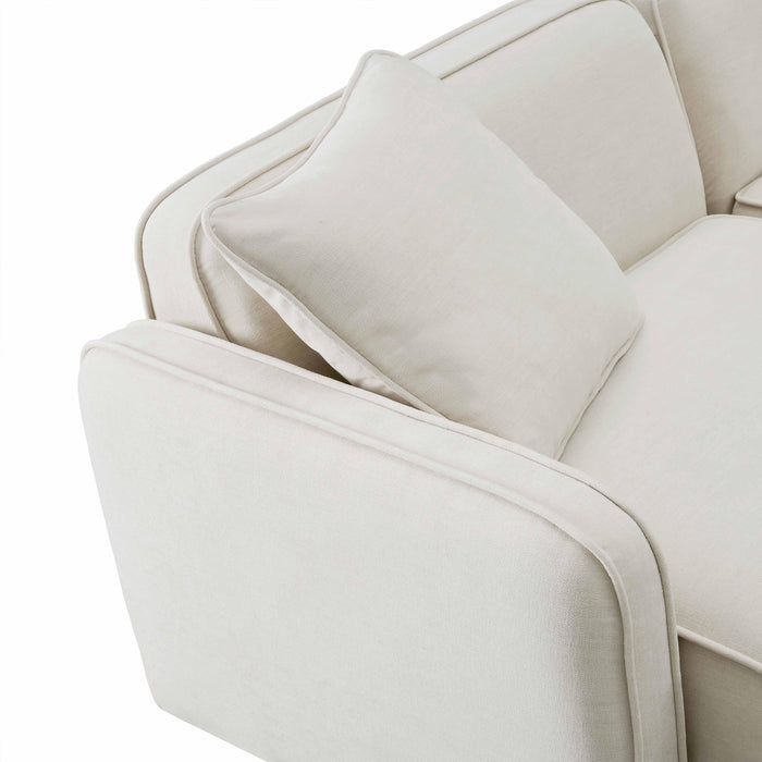 Travie Sand Upcycled Linen 6-Piece Modular U-Sectional - Home And Beyond